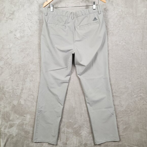 Adidas Golf Pants Size 34x32 Mens Flat Front Gray Stretch Striped - Picture 2 of 13